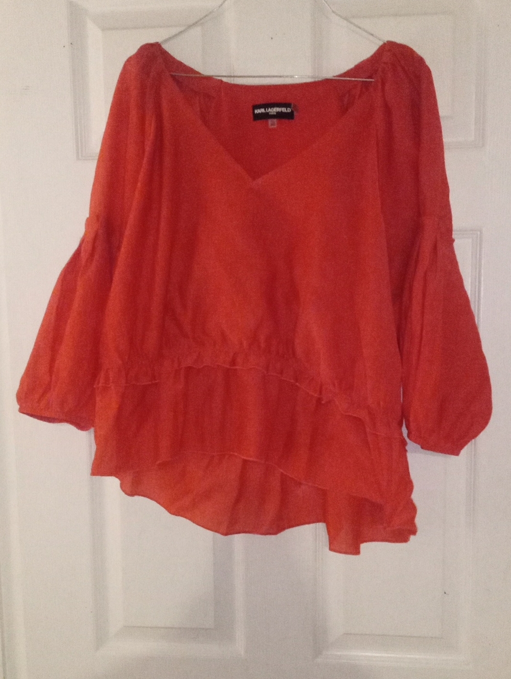 Karl Lagerfeld Orange Layered V-Neck Blouse